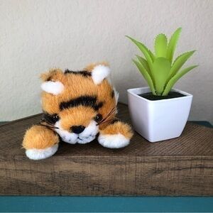 Tiger Plush Stuffed Animal Toy Orange & Black Small With Bead Eyes Whiskers